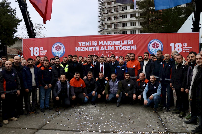 Trabzon Büyükşehir Belediyesince alınan 18 iş makinesi hizmete sunuldu