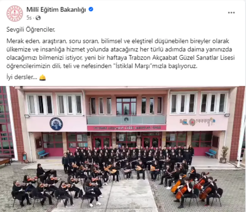 MEB’DEN AKÇAABAT GÜZEL SANATLAR LİSESİ PAYLAŞIMI