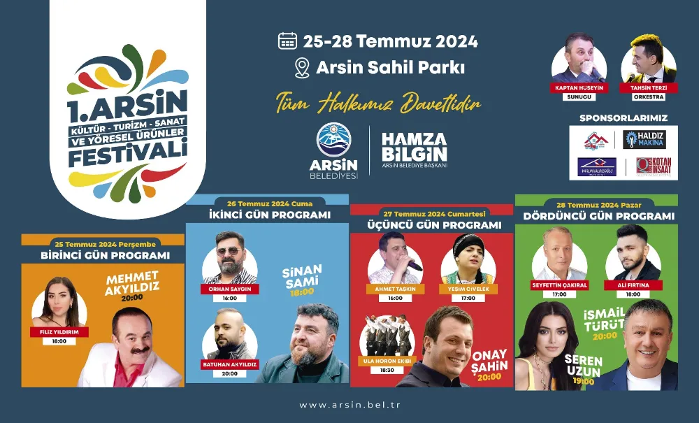 ARSİN’DE 1. KÜLTÜR, TURİZM, SANAT VE YÖRESEL ÜRÜNLER FESTİVALİ BAŞLIYOR