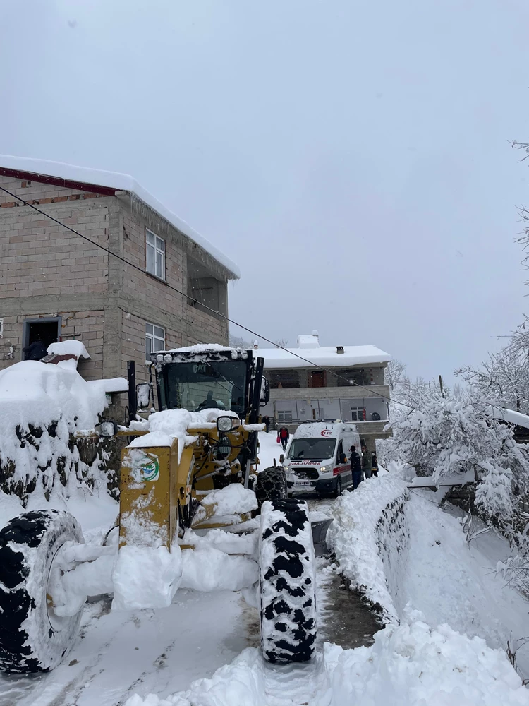 Giresun'da kardan yolu kapanan köyde mahsur kalan hasta ekiplerce kurtarıldı