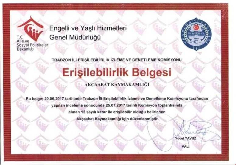 Hükümet Konağı’na Erişilebilirlik Belgesi